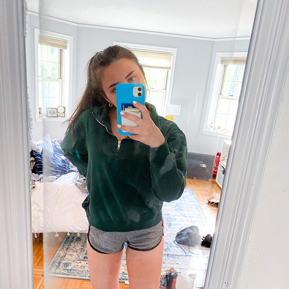 Brandy Melville green quarter zip